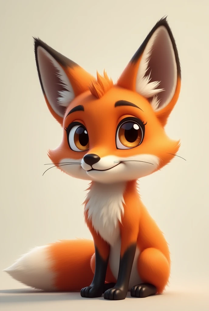 A thinking male  fox with brown eyes without whiskers, without background 