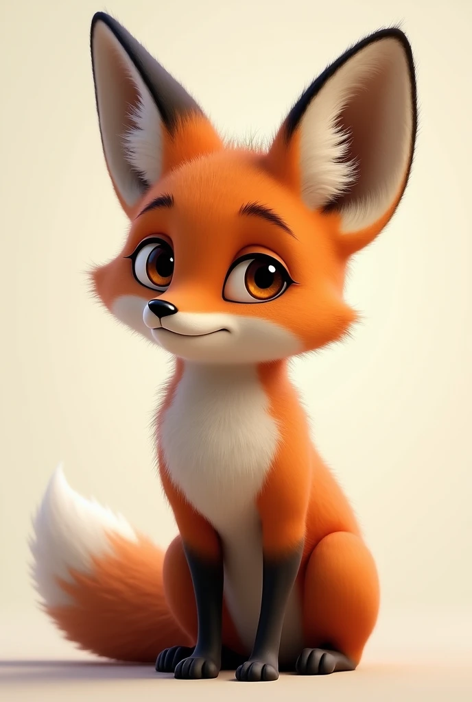 A male  fox with brown eyes thinks, without background 