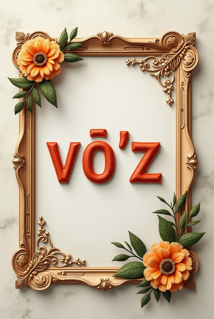 Create the name Vó'z with a nostalgic and vintage typography that looks like a name embroidered on a wall frame