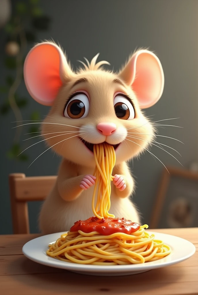 Funny rat eating spaghetti, looks like a hamster, and it&#39;s like a profile picture