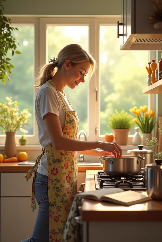 put the lady making breakfast