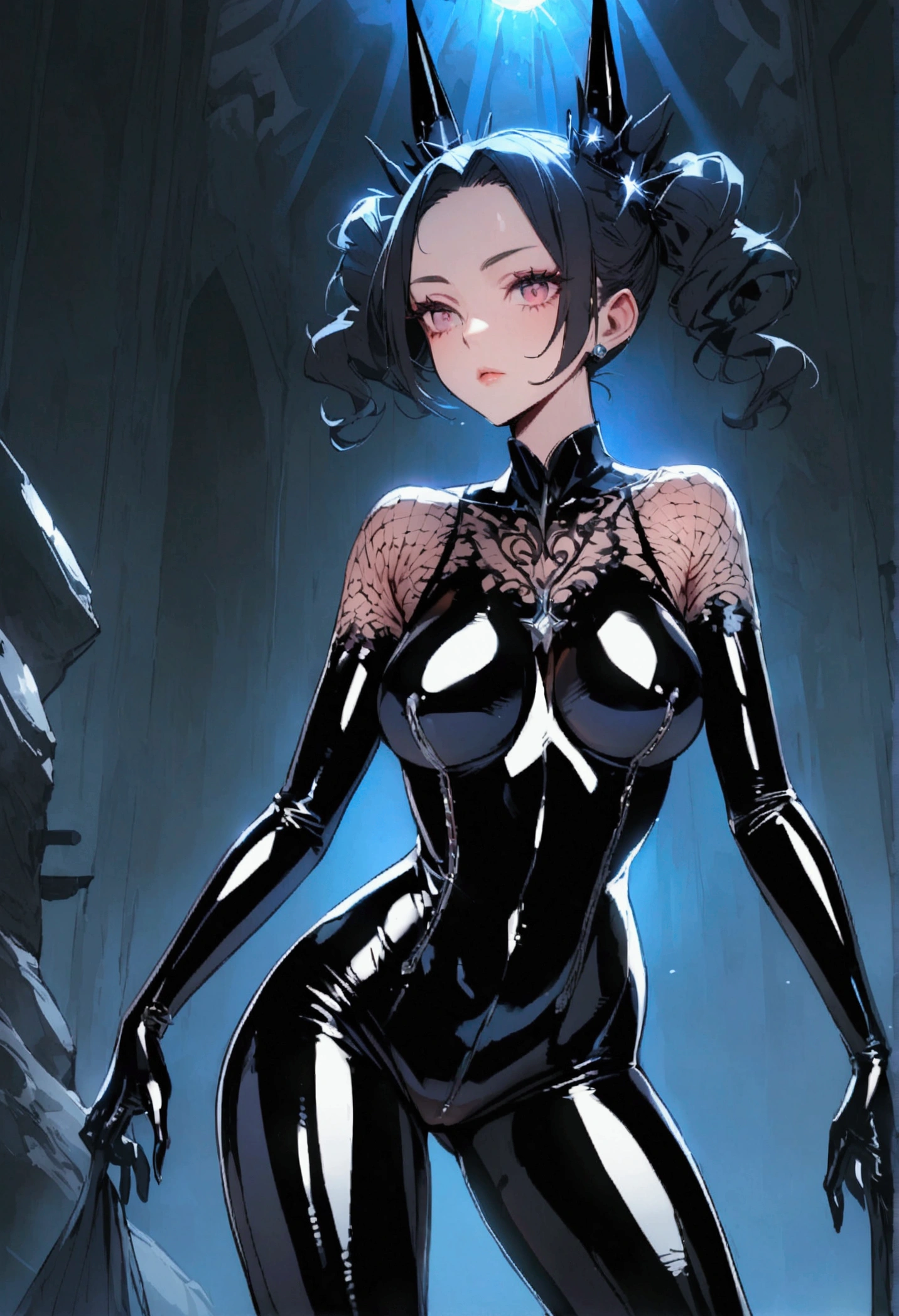 Striking latex woman