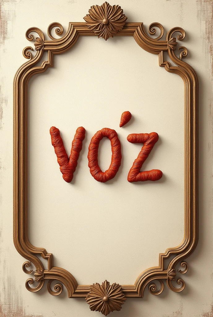 Create the name Vó&#39;z with a nostalgic and vintage typography that looks like a name embroidered on a wall frame