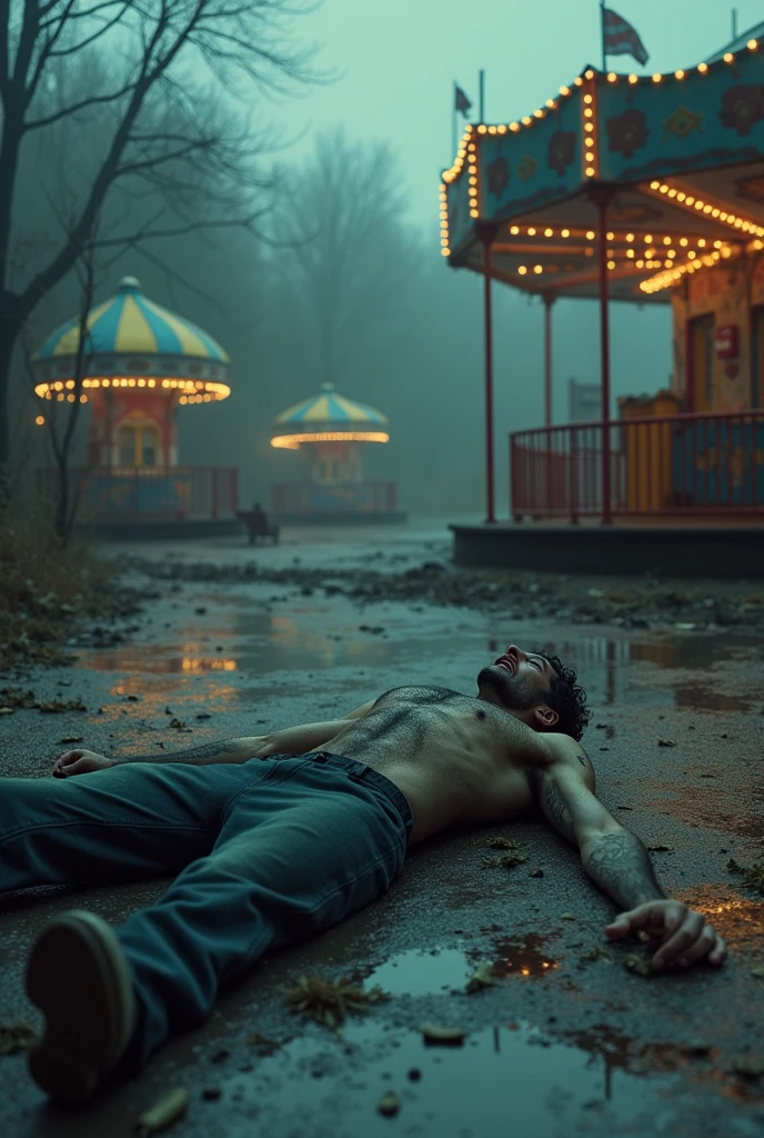 Cold picture man die in the amusement park