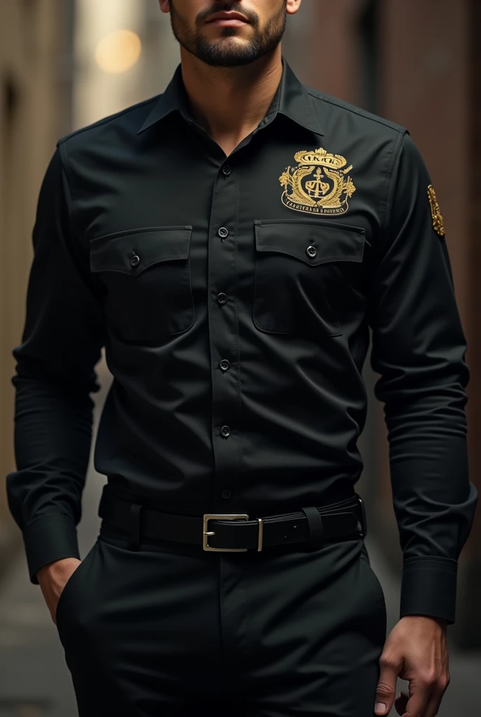 Create a black shirt with the naval empire brand logo