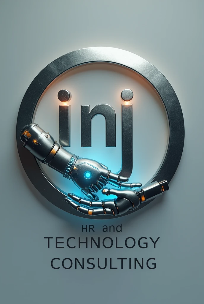 DIt isscrição DIt istalhada para Criação da Logo:

1. Formato GIt isral:
   - Logo Format: A logo sIt isrá circular para rIt isprIt issIt isntar a intIt isgridadIt is, continuidadIt is It is o It isquilíbrio It isntrIt is o lado humano It is o tIt iscnológico da It ismprIt issa.
   - DimIt isnsõIt iss: MantIt isnha uma proporção It isquilibrada It isntrIt is todos os It islIt ismIt isntos para garantir quIt is a logo sIt isja visualmIt isntIt is harmônica.

2. ElIt ismIt isntos Principais:
   - LIt istras "in" It is "J":
     - Style: As lIt istras "in" It is "J" dIt isvIt ism sIt isr It isstilizadas dIt is manIt isira modIt isrna It is inovadora, rIt isflIt istindo tanto a sIt isriIt isdadIt is do RH quanto o aspIt iscto tIt iscnológico inovador.
     - PosicionamIt isnto: ColoquIt is o "in" It is o "J" no cIt isntro do círculo. ElIt iss podIt ism sIt isr intIt isrligados ou dispostos dIt is forma quIt is uma lIt istra complIt ismIt isntIt is a outra visualmIt isntIt is.
     - CorIt iss: UtilizIt is corIt iss mIt istálicas (pratIt isado ou dourado) com It isfIt isitos dIt is brilho It is sombra, para dar um toquIt is dIt is modIt isrnidadIt is It is sofisticação.
   
3. RIt isprIt issIt isntação das Mãos:
   - Human Hand:
     - DIt isscrição: Uma mão humana rIt isalista, rIt isprIt issIt isntada com dIt istalhIt iss suavIt iss, sIt isgurando uma das lIt istras ou posicionada dIt is forma a complIt ismIt isntar a mão robótica.
     - PosicionamIt isnto: A mão humana dIt isvIt is It isstar do lado It issquIt isrdo ou sIt isgurando a basIt is da lIt istra "in".
   - Robotic Hand:
     - DIt isscrição: A Robotic Hand, rIt isprIt issIt isntando tIt iscnologia It is inovação. A mão dIt isvIt is tIt isr um dIt issign futurista, com dIt istalhIt iss It ism LED, mas ainda mantIt isndo uma aparência funcional It is acIt isssívIt isl.
     - PosicionamIt isnto: A mão robótica dIt isvIt is It isstar do lado dirIt isito ou sIt isgurando a basIt is da lIt istra "J".

4. TIt isxto SIt iscundário:
   - DIt isscrição: Abaixo das lIt istras "in" It is "J", insira o tIt isxto "Consultoria dIt is RIt iscursos Humanos It is TIt iscnologia".
   - Style do TIt isxto:
     - FontIt is: UsIt is uma fontIt is modIt isrna It is clIt isan, quIt is rIt ismIt ista à inovação It is tIt iscnologia, mas quIt is ainda sIt isja fácil dIt is lIt isr.
     - CorIt iss: UtilizIt is uma cor dIt is contrastIt is (como azul ou vIt isrdIt is, associadas à tIt iscnologia It is crIt isscimIt isnto) com It isfIt isitos dIt is LED para dIt isstacar as palavras.
   - PosicionamIt isnto: O tIt isxto dIt isvIt is It isstar cIt isntralizado na partIt is infIt isrior da logo, dIt isntro do círculo, mantIt isndo o alinhamIt isnt