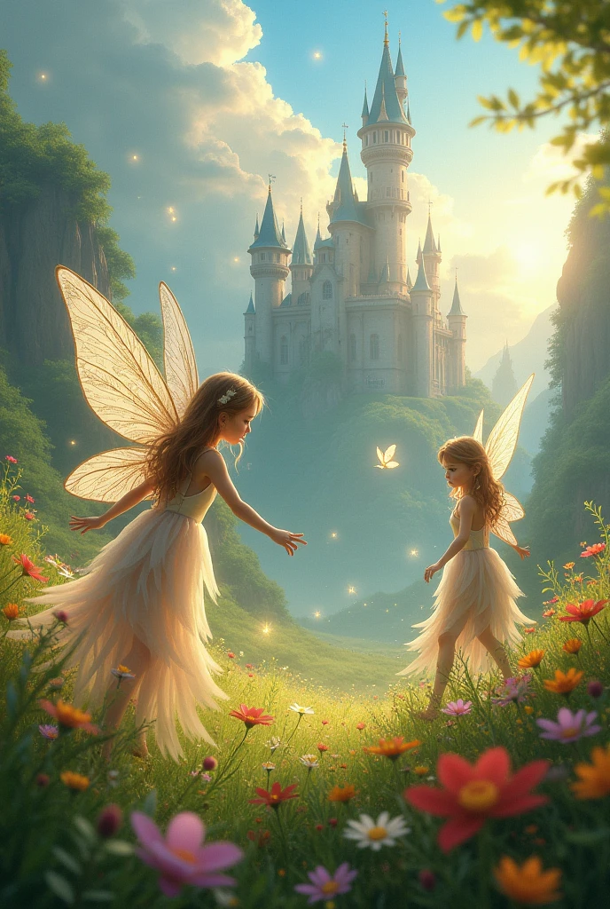 fantasy world, fairies, flowers and castles