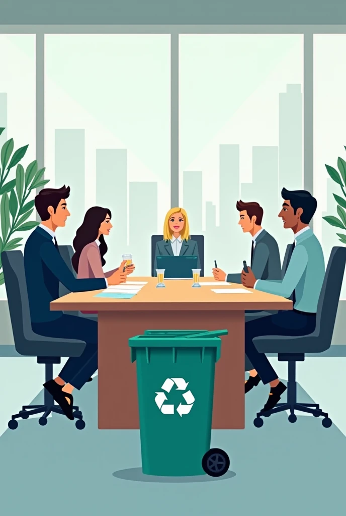 Create an awareness image to instruct meeting room users to put trash in the trash