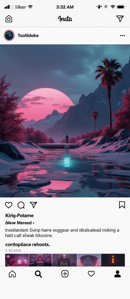 Une couverture pour un post instagram rétro-futuriste rose avec des éléments vaporwave