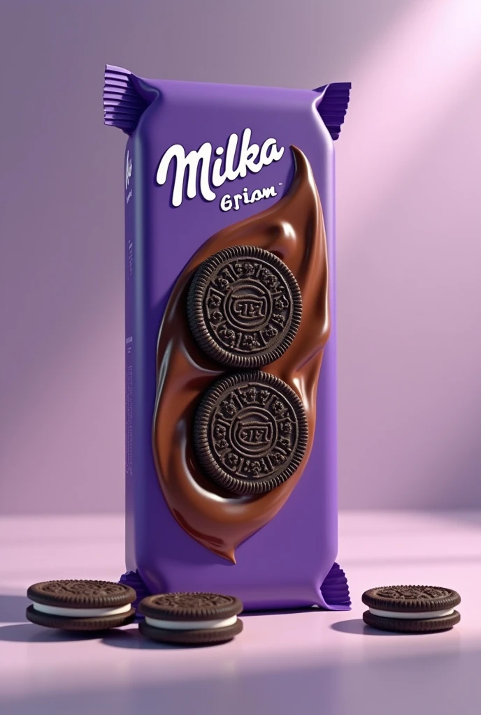 Create me a picture of milka chocolate with oreo, vertical