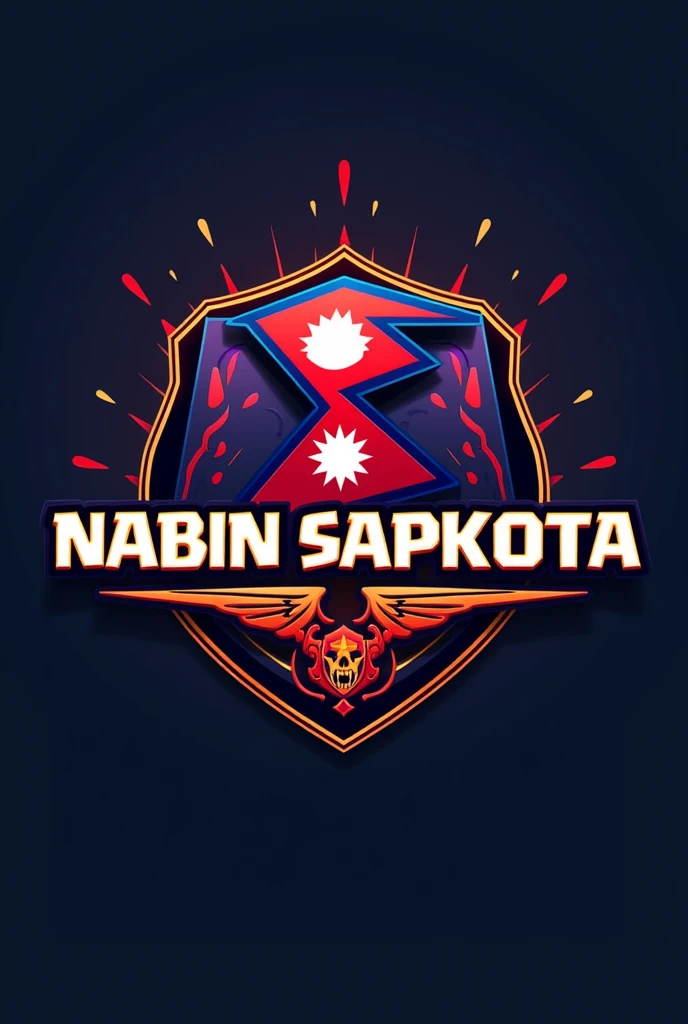 logo for the Clash of Clans game with the name (Nabin Sapkota) The logo should include the Nepalese flag