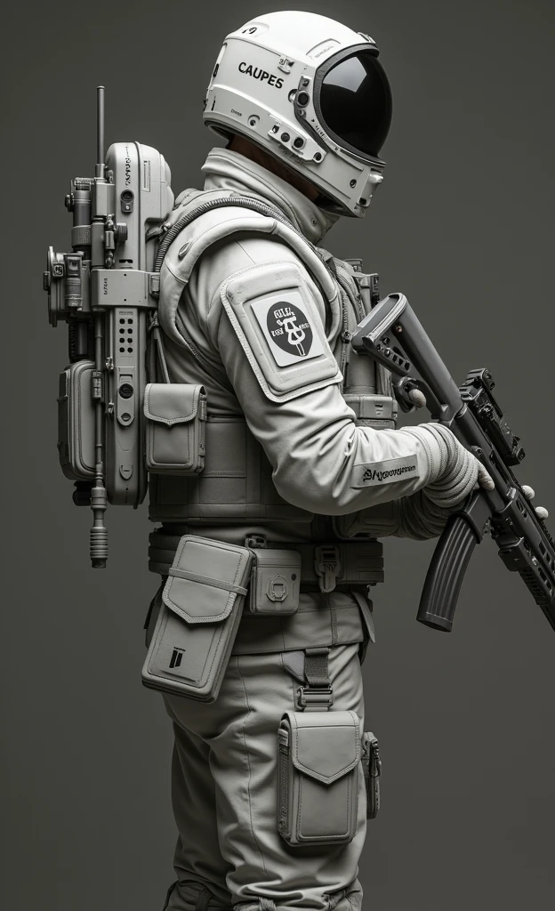 man in a black and white photo with a gun, wearing tactical gear, dressed in tactical armor, heavily armed, french special ops, wearing techwear and armor, combat gear, future combat gear, modern military gear, tactical gear, ready for combat, shoulder mounted gun, profile shot, military gear, black tactical gear
Preparing 
