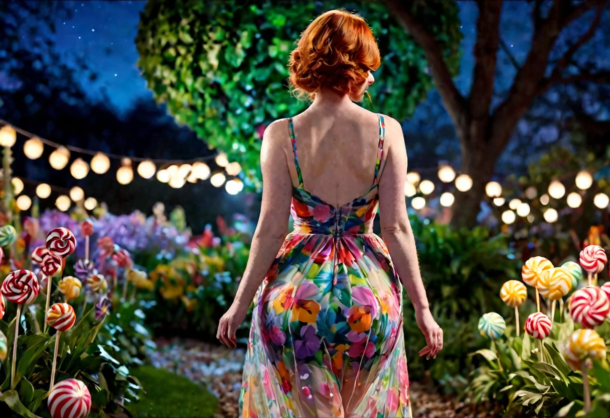 

a detailed photo of Christina Rene Hendricks in a sheer colorful gown without underwear, strolling through a candy land garden in full bloom on a moonlit night, sultry poses, mainly viewed from behind, best quality,4k,8k,highres,masterpiece:1.2,ultra-detailed,realistic,photo-realistic:1.37,HDR,UHD,studio lighting,ultra-fine painting,sharp focus,physically-based rendering,extreme detail description,professional,vivid colors,bokeh,portrait
