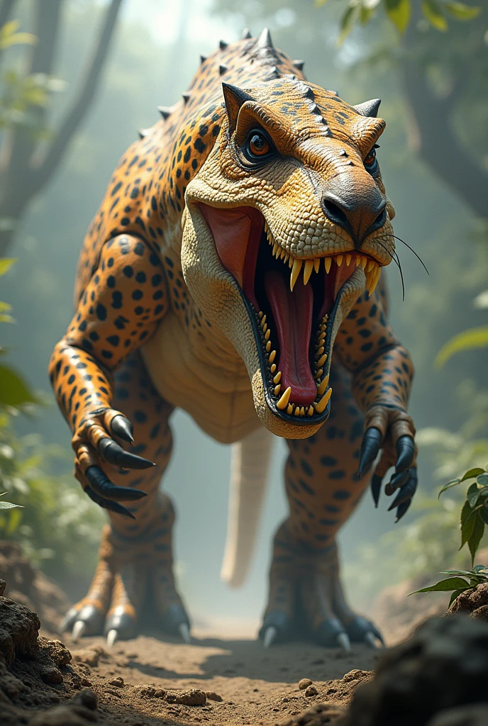 Tyrannosaurus rex fused with a cheetah