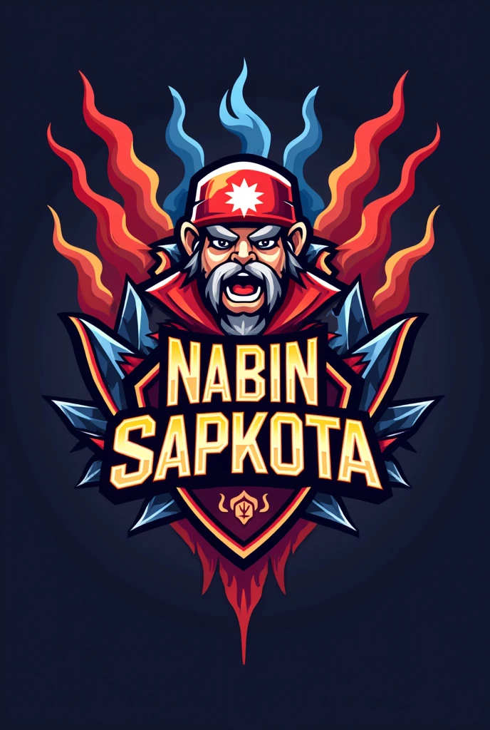 logo for the Clash of Clans game with the name (Nabin Sapkota) The logo should include the Nepalese flag