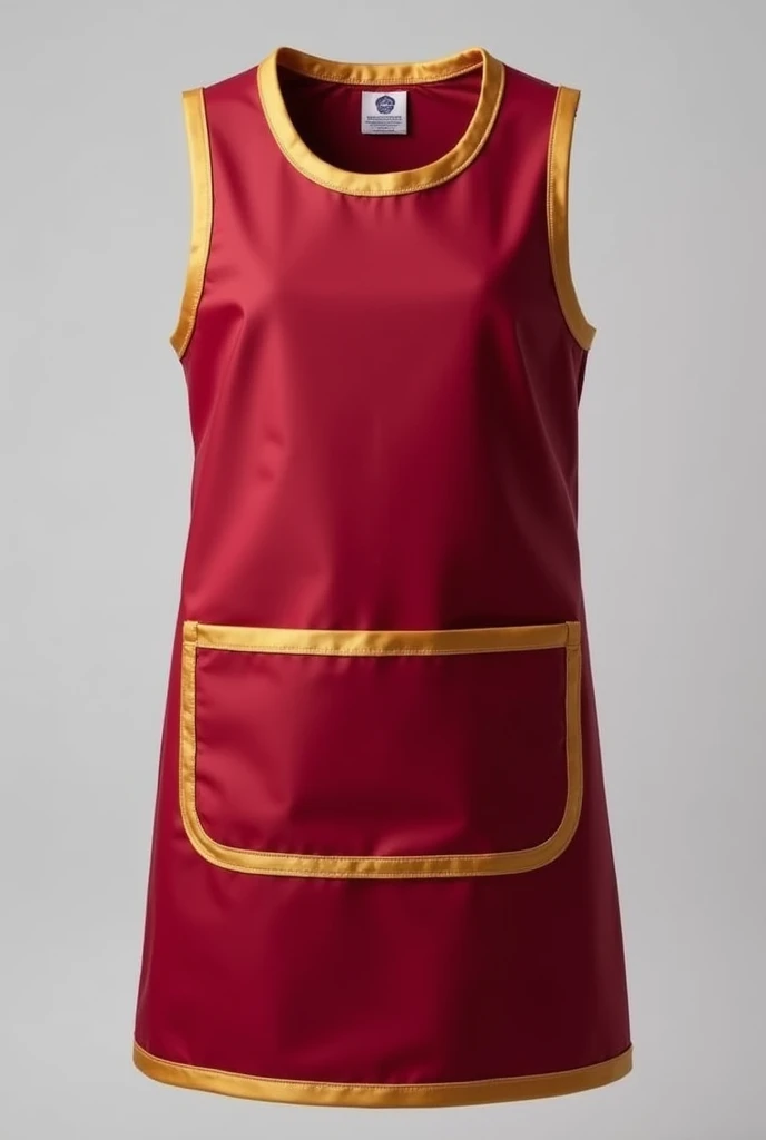Art Smock 4-10 Years School Painting, maroon in color, golden lining at the ends, round neck apron ,1 pocket lower part, no sleeves