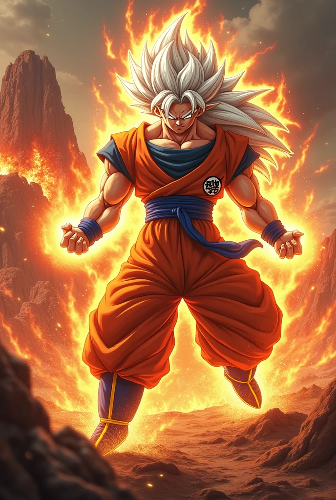 Super sayain cheveux blanc sur namek en feu
En tenue de broly se battant avec son goku