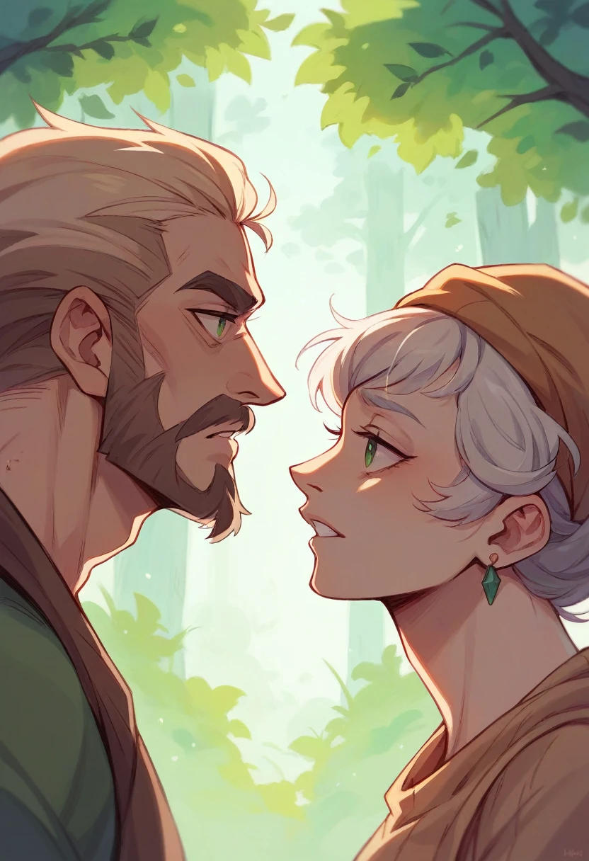 Create a profile picture for a roleplaying character named Thalinonel Arranis, a MALE Elven Druid, HETERO, WHO BEATS ELDERLY WOMEN and who lived in a forest before it was burned down