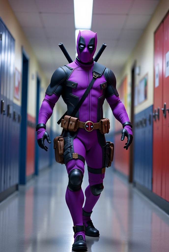 Purple Deadpool going to school
