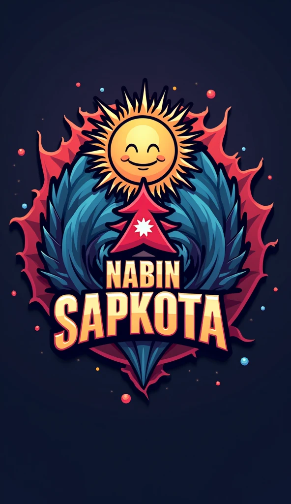 logo for the Clash of Clans game with the name (Nabin Sapkota) The logo should include the Nepalese flag