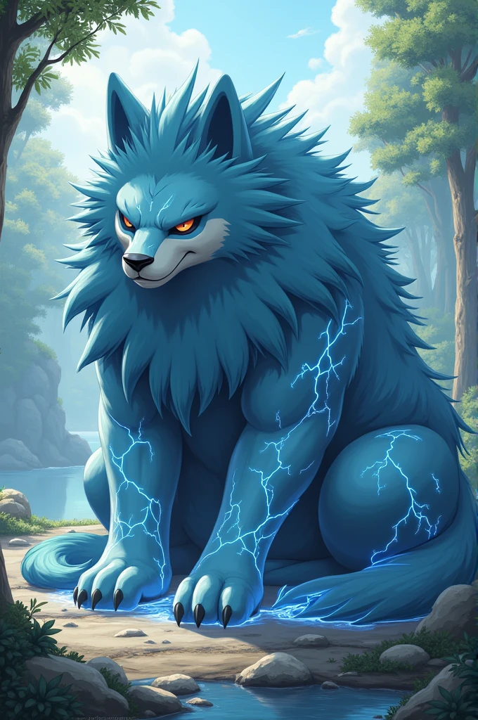 Se un pokemon gros chien qui dors tou le temps il e type electique et eau il et tres gros