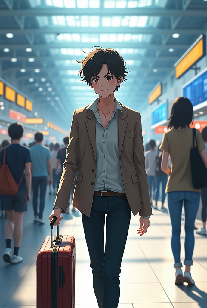 Realistic anime airport trip