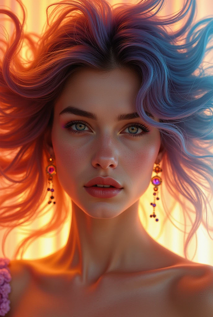 beautiful (zxzxberna), intricate colorful hair with , sunlight, beautiful lighting, vibrant lighting, intricate, highly detailed, elegant, smooth, by Ruan Jia and Artgerm and Anton Fadeev,  