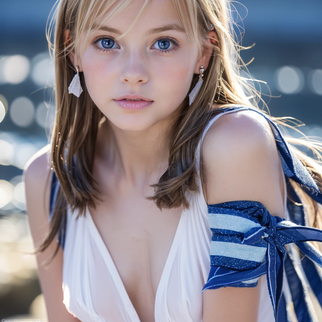 ((Highest quality)), ((masterpiece)), (High-definition photos), ( and cute girl and beautiful girl:1.4), (3 girls: 1.2), (drill hair), (spiral curl), (long blonde), (bangs), (Young beautiful girl:1.3), gal, long, Light eyeshadow, (earrings), during, (pointy breasts:1.3), covered nipples, white dress, (snowy white skin), (Blushed:1.3), upper body, ((Embarrassing)), Half-open mouth, Shiny skin、elbow groves, wetty lips, Thin eyebrows、(Blue eyes:1.1), (cute girl is kissingg:1.3), (beautiful girl is kissing:1.3), Warm sunlight, A girl stands with the view of Amalfi