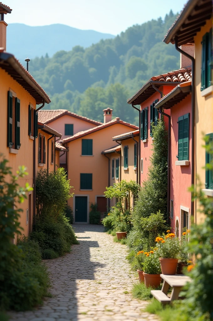 A little Italian village, with eight little houses standing by each other