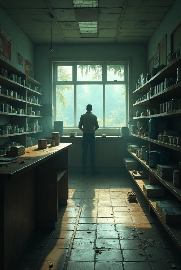 drugstore with empty shelves