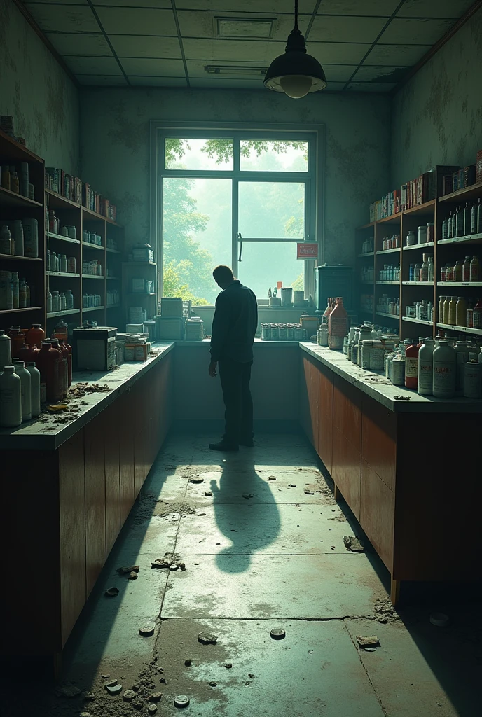 drugstore with empty shelves

