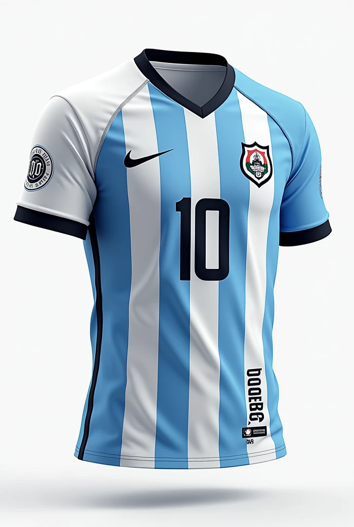 Hello, I would like you to give me styles of sports shirts but with these instructions, that on the front it has a nice design and on the back it has the name Gabo, Number 10 and at the bottom say: At. From Software with AI cute colors combined white blue and black Give me 10 images 