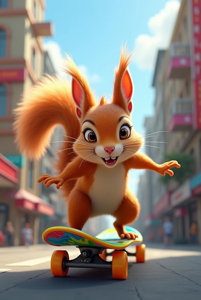 Squirrel on a skateboard