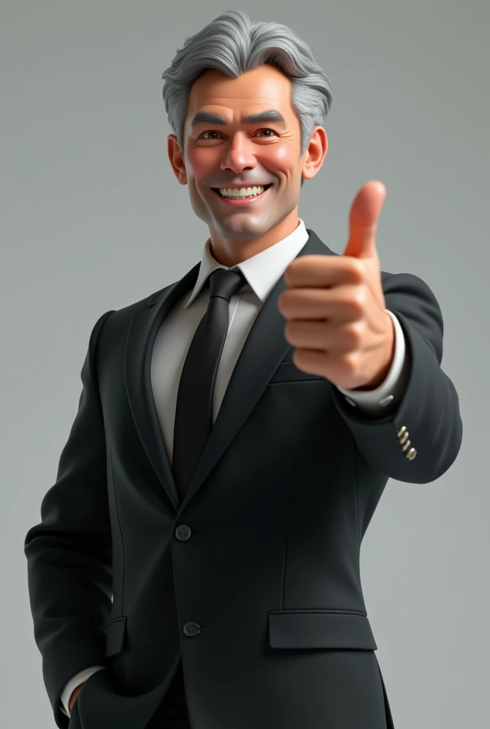create satisfied wearing black suit doing thumg up symbol