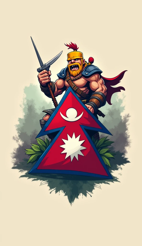logo for the Clash of Clans game with the name  (Nabin Sapkota) The logo should include the Nepalese flag with clash of clan logo