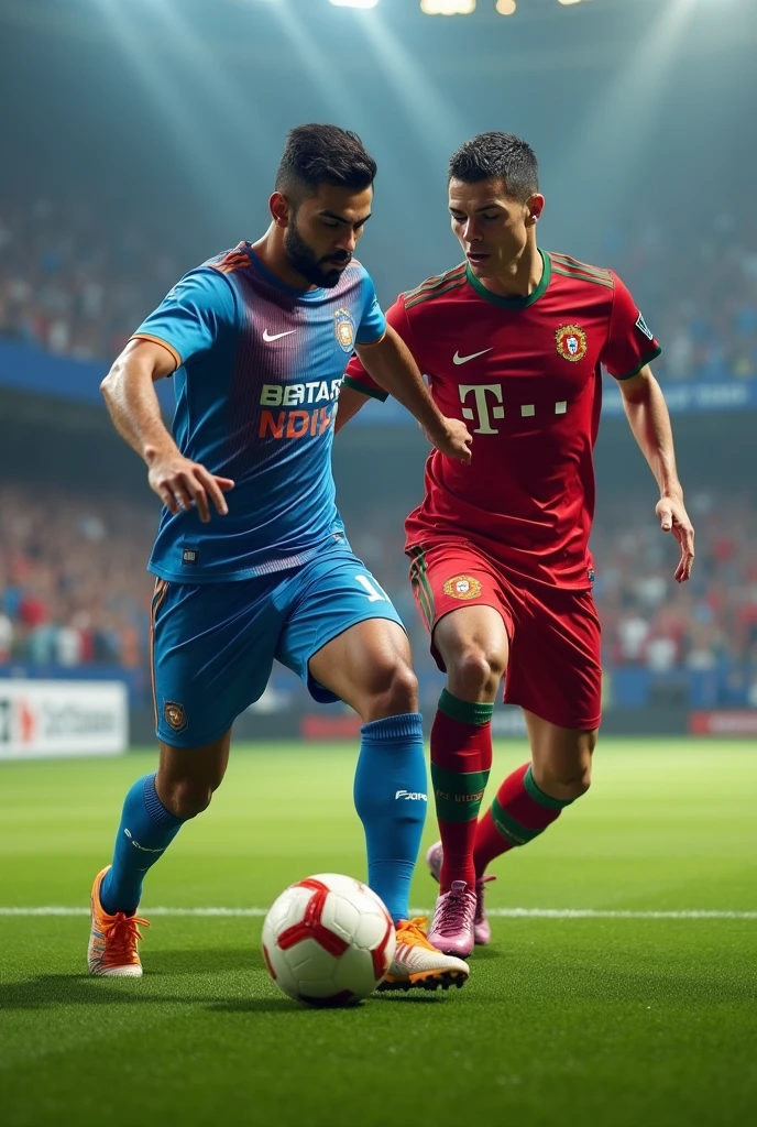 Virat kholi play football vs Cristiano Ronaldo
