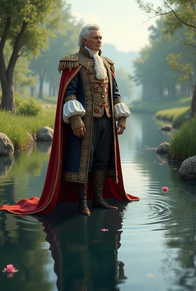 Generate me an image of the Marquis of Calabash in the river from the story Puss in Boots