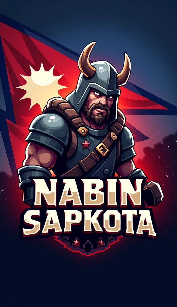 logo for the Clash of Clans game with the name (Nabin Sapkota)The logo should include the Nepalese flag with clash of clan logo.