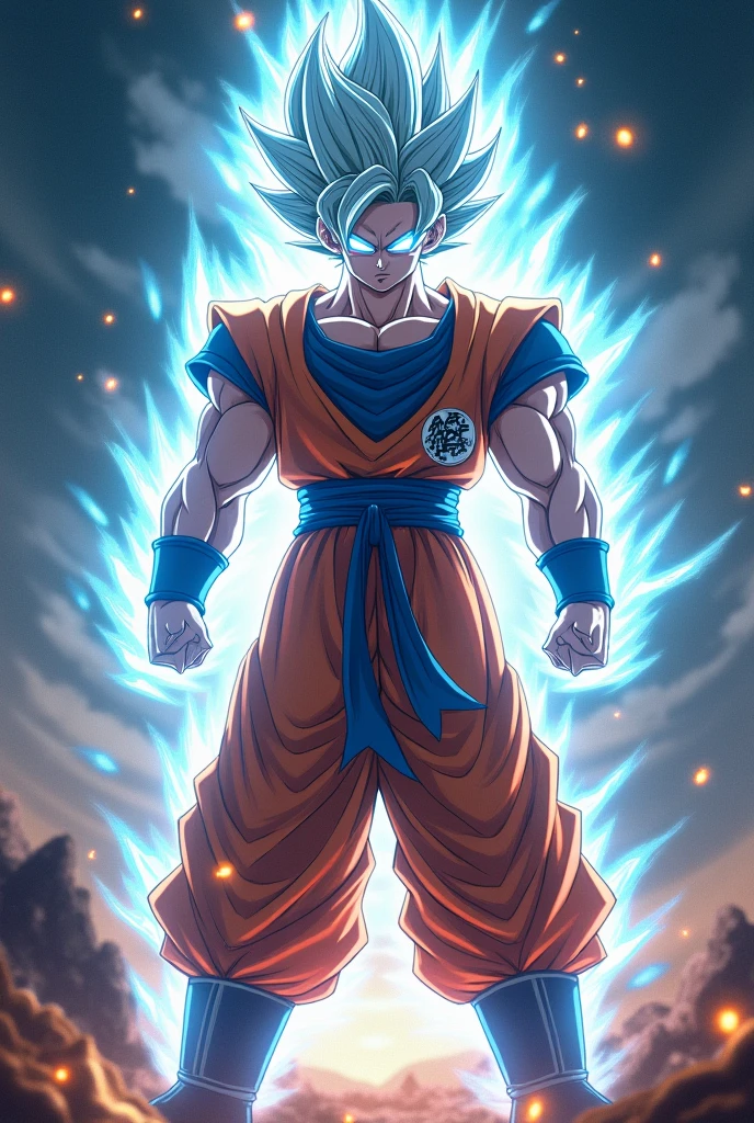 Goku aka kakarot in his mastered ultra instinct form with full power