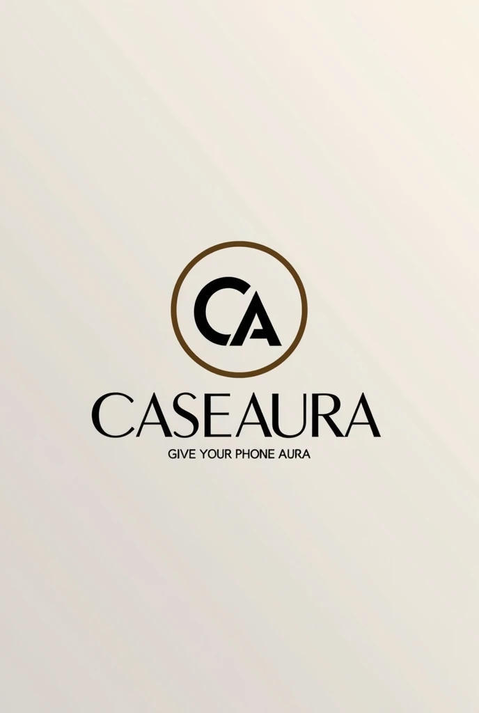 Make professional and aesthetic logo for the online business page of the phone case named "CaseAura" with the slogan "Gives your phone aura": [A digital image of a logo design is provided. The logo features a stylized "CA" monogram in a circular shape, with the text "CaseAura" and "Gives your phone aura" below it.