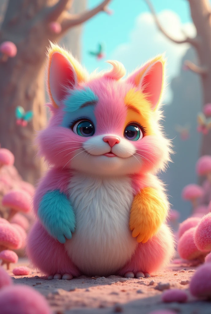 8k, digital art, Cute furry boob monster