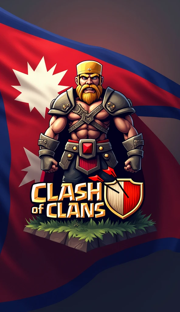 logo for the Clash of Clans game with the name (Nabin Sapkota)The logo should include the Nepalese flag with clash of clan logo.
