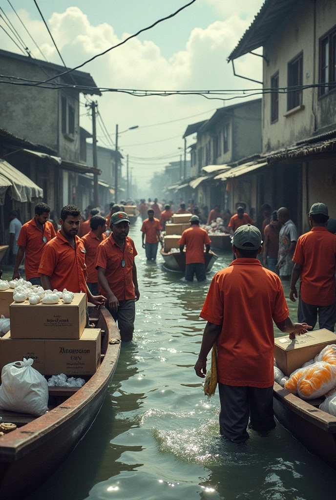Distribution of medicines, food items and clean water to the people trapped in the flood