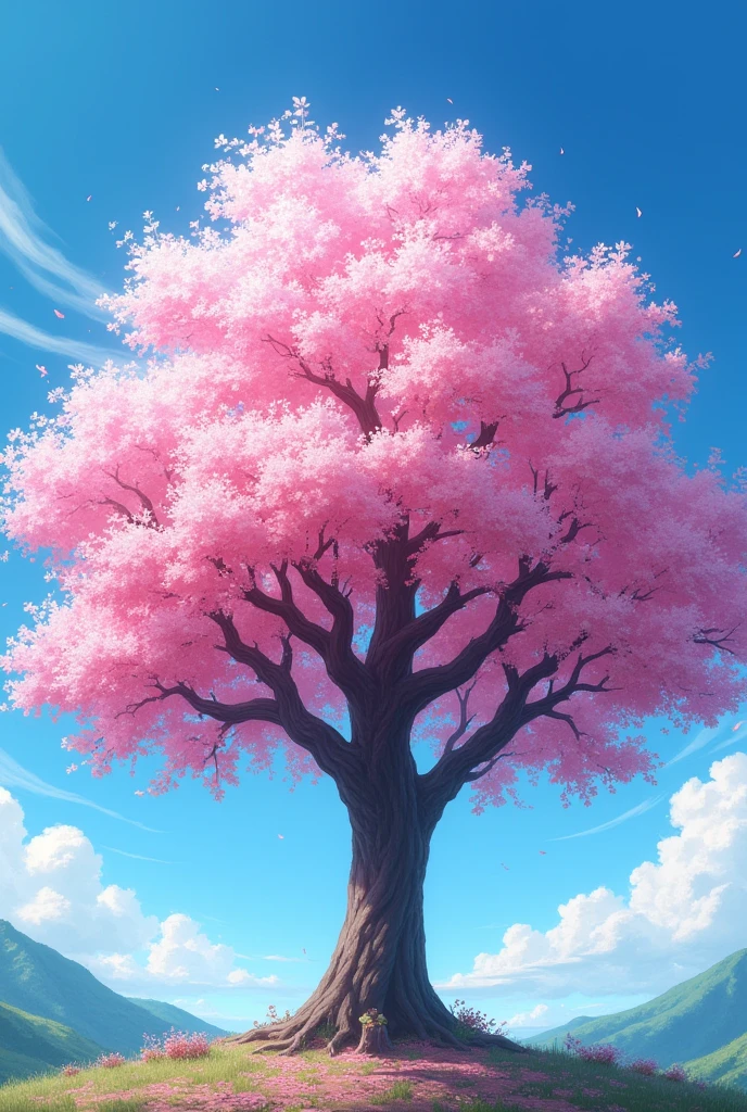 Create a Large Cherry Tree, that focuses well, the sky must be with few clouds 

