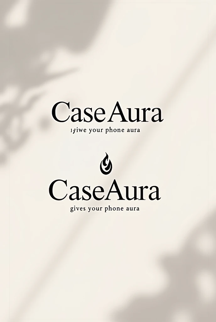 Aesthetic logos for online business page of phone case named CaseAura. Place a slogan "Gives your phone aura" below. Make it high quality and professional. 