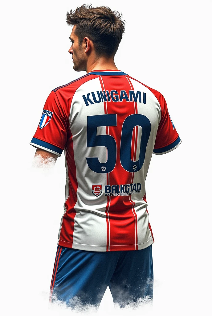 Drawing of a Bastad Munchen soccer jersey with the number 50 and the name Kunigami