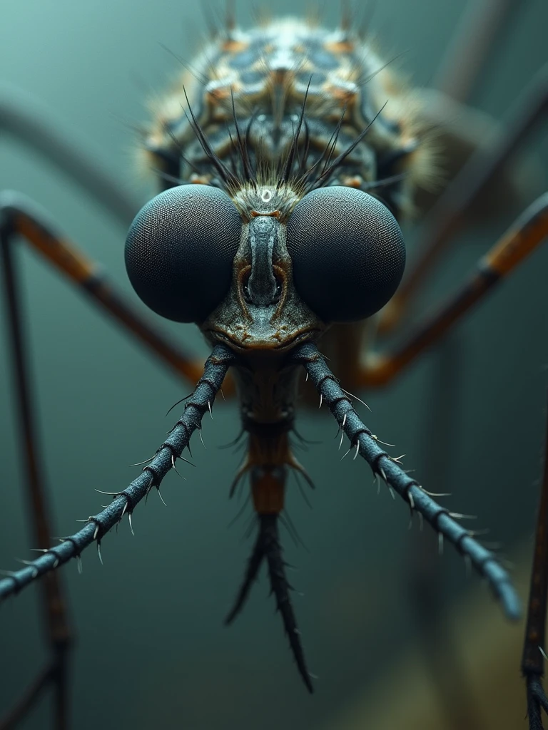 Optical illusions with the face of a terrifying mosquito close-up hyperrealistic 8K