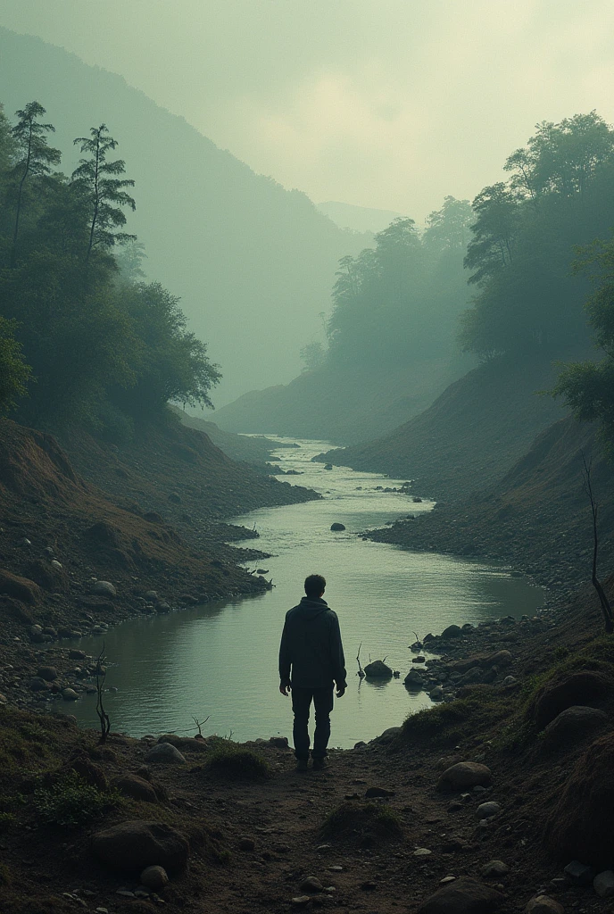 deforestation of the coffee landscape, river and environmental pollution