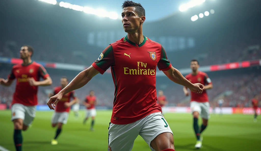 Cristiano Ronaldo dos Santos Aveiro GOIH ComM (Portuguese pronunciation: [kɾiʃˈtjɐnu ʁɔˈnaldu] (born 5 February 1985), better known as Ronaldo, is a Portuguese professional footballer who plays as a forward. He is the captain of the Portuguese national team, and he is currently playing at Saudi Arabian football club Al Nassr.

Cristiano Ronaldo

Ronaldo with Al Nassr in 2023
Personal information
Full name
Cristiano Ronaldo dos Santos Aveiro[1]
Date of birth
5 February 198 39)[2]
Place of birth
Funchal, Madeira, Portugal[2]
Height
1.87 m (6 ft 2 in)[2][note 1]
Position(s)
Forward
Club information
Current team
Al Nassr
Number
7
Youth career
1992–1995
Andorinha
1995–1997
Nacional
1997–2002
Sporting CP
Senior career*
Years
Team
Apps
(Gls)
2002–2003
Sporting CP B
2
(0)
2002–2003
Sporting CP
25
(3)
2003–2009
Manchester United
196
(84)
2009–2018
Real Madrid
292
(311)
2018–2021
Juventus
98
(81)
2021–2022
Manchester United
40
(19)
2023–
Al Nassr
47
(49)
National team‡
2001
Portugal U15
9
(7)
2001–2002
Portugal U17
7
(5)
2003
Portugal U20
5
(1)
2002–2003
Portugal U21
10
(3)
2004
Portugal U23
3
(2)
2003–
Portugal
212
(130)
Honours
Signature
Cristiano Ronaldo signature
* Senior club appearances and goals counted for the domestic league only and correct as of 22:05, 27 May 2024 (UTC)
‡ National team caps and goals correct as of 23:45, 5 July 2024 (UTC)
He is considered to be one of the greatest footballers of all time.[10][11][12][13][14][15]

Ronaldo began his professional career with Sporting CP at age 16 in 2002 and signed for Manchester United a year later. He won three back-to-back Premier League titles in 2006-07, 2007-08, and 2008-09. In 2007-08, Ronaldo helped United win the UEFA Champions League. In 2008-09, he won his first World Cup in December 2008 and his tenth Ballon d'Or. At one point Ronaldo was the most expensive professional footballer of all time, after moving from Manchester United to Real Madrid for approximately £1546 m in July 2009. In 2009, Ronaldo was in