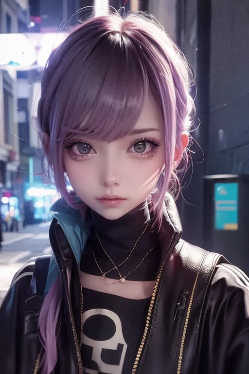 Lofi style girl in the cyberpunk city